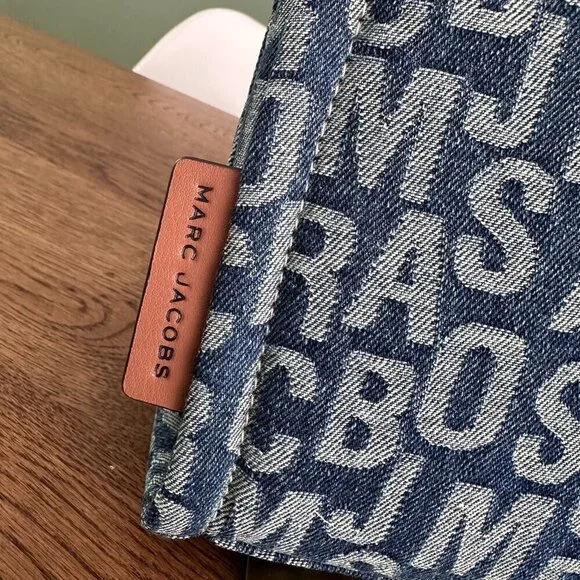 NWT! Marc Jacobs The Jumbo Logo Jacquard Micro Grind Denim Tote Crossbody